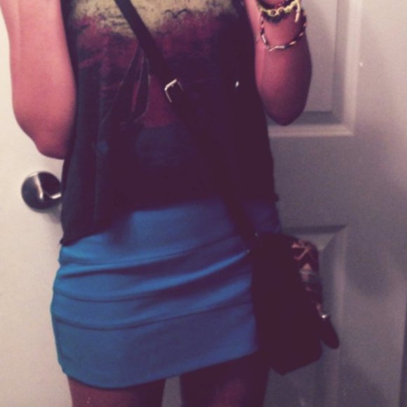 Cerulean Blue Mini Skirt - Picture 3 of 3